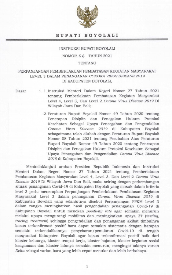 INSTRUKSI BUPATI NO 06 PERPANJANGAN PPKM LEVEL 3 03-09 AGUSTUS