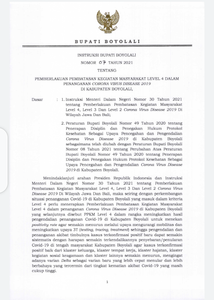INSTRUKSI BUPATI NO 07 PPKM LEVEL 4 10-16 AGUSTUS