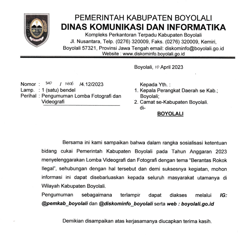 JUKNIS LOMBA FOTO DAN VIDEO GEMPUR ROKOK ILEGAL DISKOMINFO BOYOLALI 2023