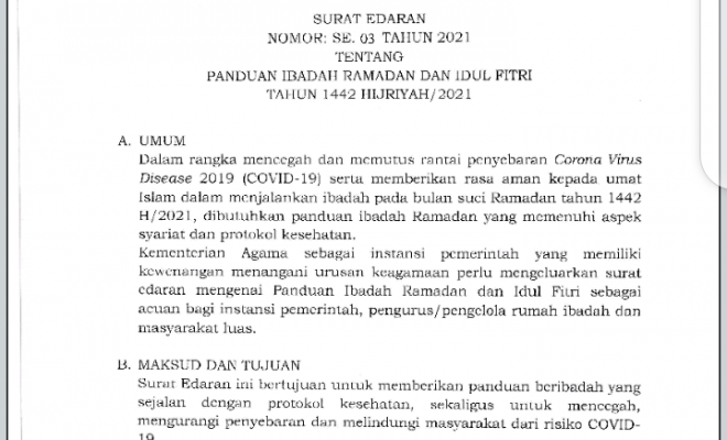 PANDUAN IBADAH RAMADHAN DAN IDUL FITRI TAHUN 1442 HIJRIYAH
